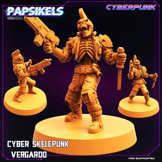 cibernético esqueleto punk Vergardo papsikels miniaturas tampo mesa personagens criaturas Sci Fi universo loja cyberpun 3d print model - Mito3D