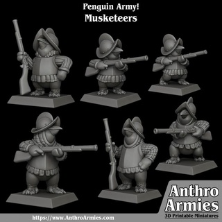 penguin musketeers jamie korte Tabletop Characters & Creatures Fantasy Universe army mini miniatures tabletop skirmish warband 3d print model - Mito3D