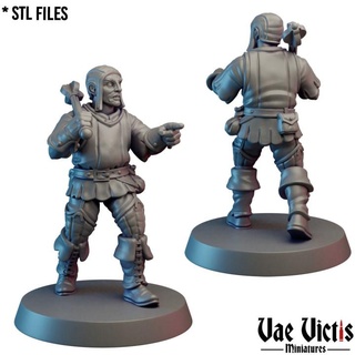village guard 04 pre-supported vae victis miniatures Tabletop Characters & Creatures Fantasy Universe city fantasy rpg unit warrior watch mace tabletop thief supported 3d print model - Mito3D