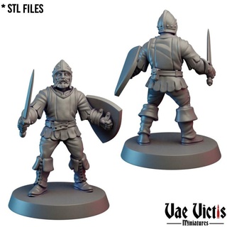 village guard 05 pre-supported vae victis miniatures Tabletop Characters & Creatures Fantasy Universe Store city fantasy rpg shield sword unit warrior watch tabletop dnd thief supported 3d print model - Mito3D