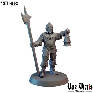 village guard 06 pre-supported vae victis miniatures Tabletop Characters & Creatures Fantasy Universe Store city fantasy lantern rpg unit warrior watch tabletop scout dnd halberd supported 3d print model - Mito3D