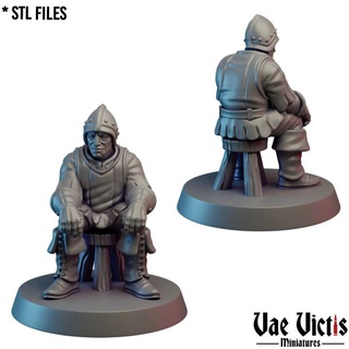 village guard 09 pre-supported vae victis miniatures Tabletop Characters & Creatures Fantasy Universe Store city fantasy rpg unit warrior watch tabletop dnd thief sit depressed 3d print model - Mito3D
