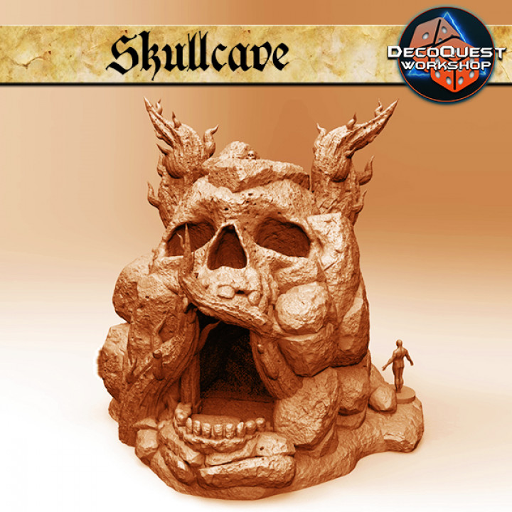Skullcave decoquest officina fantasia fdm cranio terreno warhammer Skullface 28mm dnd scenario spargere 3D print model - Mito3D