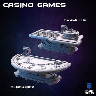blackjack roulette - casino games broken chip collection print minis Tabletop 3D Printable Terrain Sci-Fi terrain sci-fi cyberpunk scenery gamble machines 3d print model - Mito3D