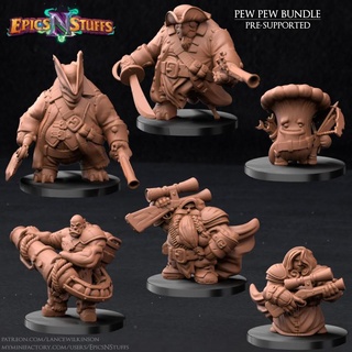 pew miniature bundle - pre-supported epics n stuffs Store dragons dungeons fantasy orc player character hunter boardgame dwarf tabletop ranger dnd pathfinder tortle discount epicsnstuffs 3d print model - Mito3D