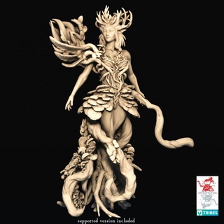 wood queen sylvan elves fey lady forest 32mm 75mm versions 2moronic miniatures Tabletop Characters & Creatures Fantasy Universe board dragons dungeons elf fantasy game mini rpg tabletop d&d dnd pathfinder 5e pre-supported 2e 3d print model - Mito3D