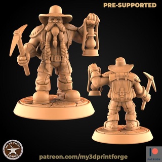 dwarf archaeologist lantern my3dprintforge Tabletop Characters & Creatures Fantasy Universe fantasy model miniature male lotr resin artefact wow archaeology dnd pathfinder dwarves supported tomb warcraft 3d print model - Mito3D