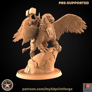 dwarf gryphon rider my3dprintforge Tabletop Characters & Creatures Fantasy Universe bird fantasy model warrior miniature resin flying warcraft wow dnd pathfinder dwarves supported 3d print model - Mito3D