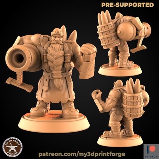 dwarf cannon my3dprintforge Tabletop Characters & Creatures Fantasy Universe fantasy model weapon miniature resin warcraft wow mortal dnd team pathfinder dwarves supported 3d print model - Mito3D