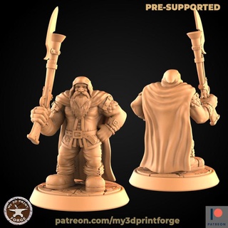 dwarf rifleman cheering my3dprintforge Tabletop Characters & Creatures Fantasy Universe fantasy gun model weapon hunter miniature shooter resin warcraft wow dnd pathfinder dwarves gunner supported 3d print model - Mito3D