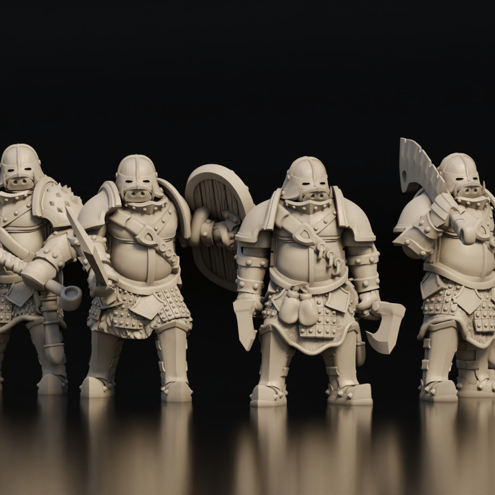 porc orc soldats groupe 3 vecteurminiatures table personnages créatures fantaisie univers boutique jeux société fantastique tabletopcharacters creatures 3D print model - Mito3D