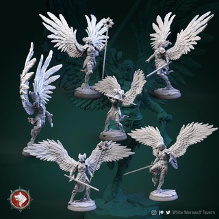 valkyries set 6 miniatures 32mm pre-supported white werewolf tavern  Tabletop Tabletop Characters & Creatures Fantasy Universe Tabletop Tabletop Characters & Creatures valkiries  3d print model - Mito3D