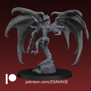 flying chimera - 32mm 3d print miniature ethantsavage beast creature monster presupported aeon 3d print model - Mito3D