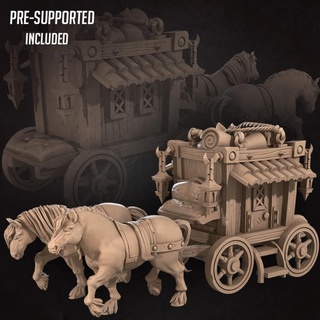 horse carriage bite bullet terrain vehicle wolf miniature boardgame tabletop patreon wagon wolves dnd asset chariot scenery coach worgen assets werewolves wolfkin stagecoach worgens diligence 3d print model - Mito3D