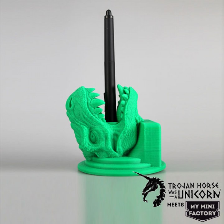 rex jardin stylet dinosaure porte plume trojanhorsewasaunicorn 3D print model - Mito3D