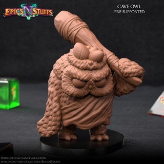 owlkin cave owl miniature - pre-supported epics n stuffs Store cute dragons dungeons fantasy player character brute boardgame tabletop dnd pathfinder ttrpg 5e humblewood epicsnstuffs owlfolk owlin 3d print model - Mito3D