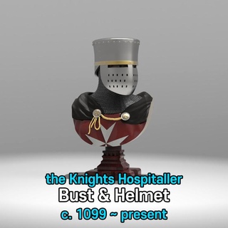 knights hospitaller bust & helmet bluesand3d decoration knight medieval war warrior italy europe crusader malta enclosed 3d print model - Mito3D