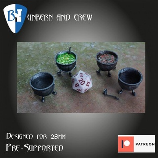 witches cauldron kenneth kruse rensen Tabletop accessories fantasy rpg tabletop d&d 28mm dnd pathfinder pre-suppported 3d print model - Mito3D