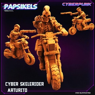 cibernético paseos entrecerrados arturito papsikels miniaturas punk cyberpunk jinete motociclista skeletor 3d print model - Mito3D