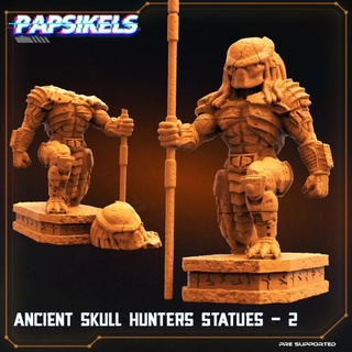 ancient skull hunter statues 2 papsikels miniatures Store terrain 3d print model - Mito3D
