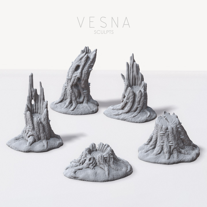 fantaisie forêt souche pack Vésna sculpte terrain miniature paysage 3D print model - Mito3D