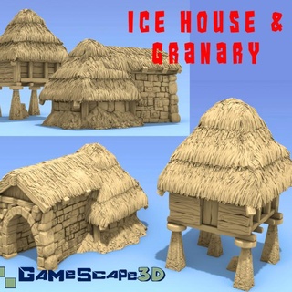 hielo grano Tienda casas gamescape3d granja comida almacenamiento céltico pueblo silo granero nevera casa edad Hierro granos 3d print model - Mito3D