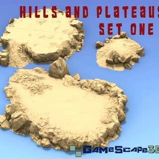 collines plateaux ensemble 1 gamescape3d colline butte 3d print model - Mito3D