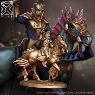 sea elf cavalry - 32mm scale labyrinth models elf fantasy knight miniatures rpg sea wargaming character horse miniature 3dprint 3dprinting cavalry wargame labyrinth sculpting 3d-printing 3d-print  3d print model - Mito3D