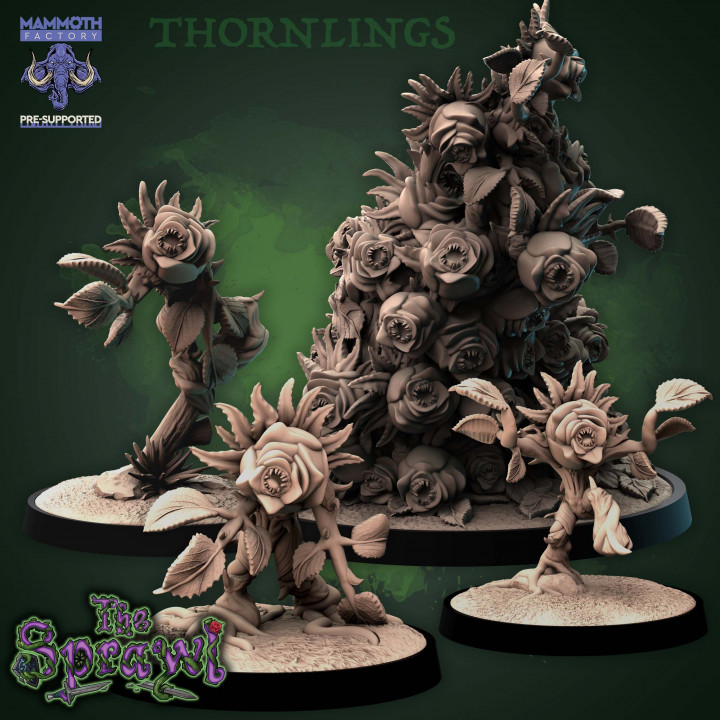 thornling pack mammoth factory creature monster plant small large elemental tiny swarm 3D print model - Mito3D