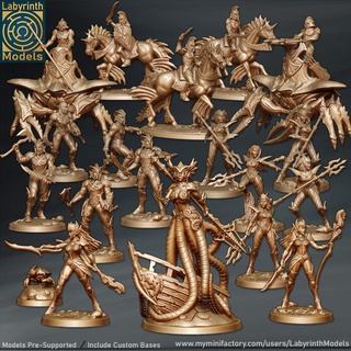 sea elves collection vol 1 - 32mm scale labyrinth models dungeons elf fantasy hero rpg set wargaming warhammer character miniature boardgame tabletop wargame patreon creatures d&d 3d print model - Mito3D