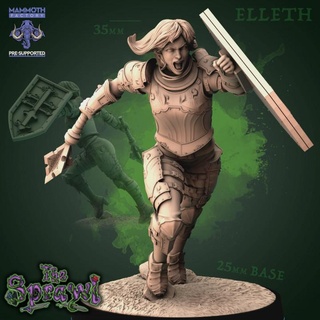 elleth obsidian knight mammoth factory armour female fighter human plate shield mace cleric 3d print model - Mito3D