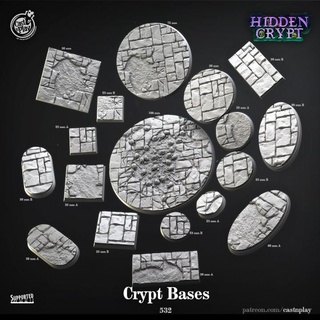 crypt bases pre-supported cast n play Tabletop 3D Printable Terrain Fantasy oval pill square circle base 50mm 35mm 100mm 32mm 25mm 75mm 3d print model - Mito3D