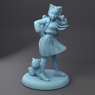 red panda fangirl twin goddess miniatures Store cute girl human modern npc 3d print model - Mito3D