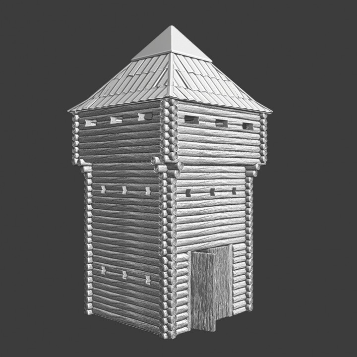 medieval russian fortress - tower gate northern crusades miniatures model modular printing terrain wargaming wall miniature castle tabletop wooden 28mm scenery towergate 3D print model - Mito3D