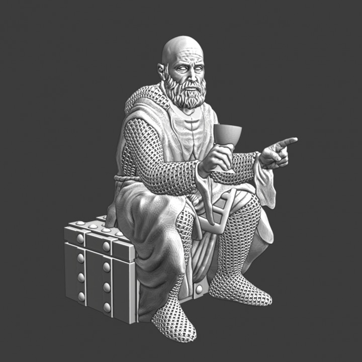 Ortaçağa ait haçlı söylüyorum hikayeler kamp ateşi kuzey Haçlı seferleri minyatürler mağaza içme şövalye model hazine savaş oyunları savaşçı minyatür Kral oturma masaüstü 28mm 3D print model - Mito3D