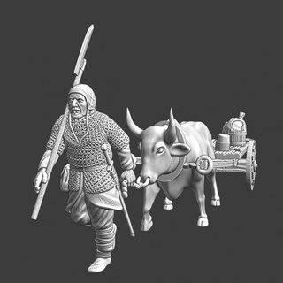 transporting wounded - medieval vignette northern crusades miniatures Store battle figure knight model transport wargaming miniature tabletop infantry cart wagon 28mm 3d print model - Mito3D