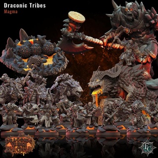 draconic tribes - magma bundle fleshcraft studio Store ancient dragons dungeons fantasy mini orc chief miniature wargame dnd drake smith riders ttrpg supported garork 3d print model - Mito3D