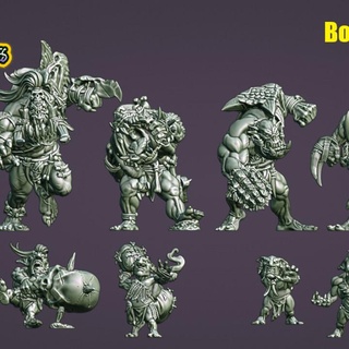 fantasy football savage orcs - booster presupported brutefun minatures goblin orc 32mm blocker starplayer blackorcs 3d print model - Mito3D