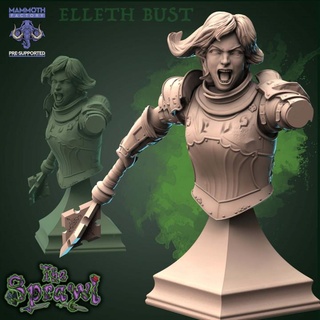 elleth obsidian knight - bust mammoth factory armour bust female fighter knight mace cleric  3d print model - Mito3D