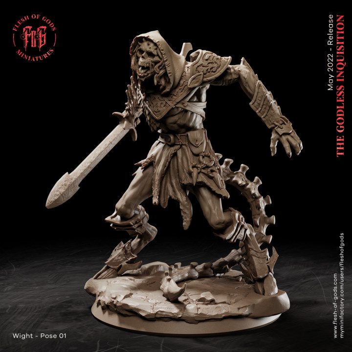 wight 01 flesh gods creature fantasy monster rpg skeleton undead zombie lich dnd fleshofgods 3D print model - Mito3D