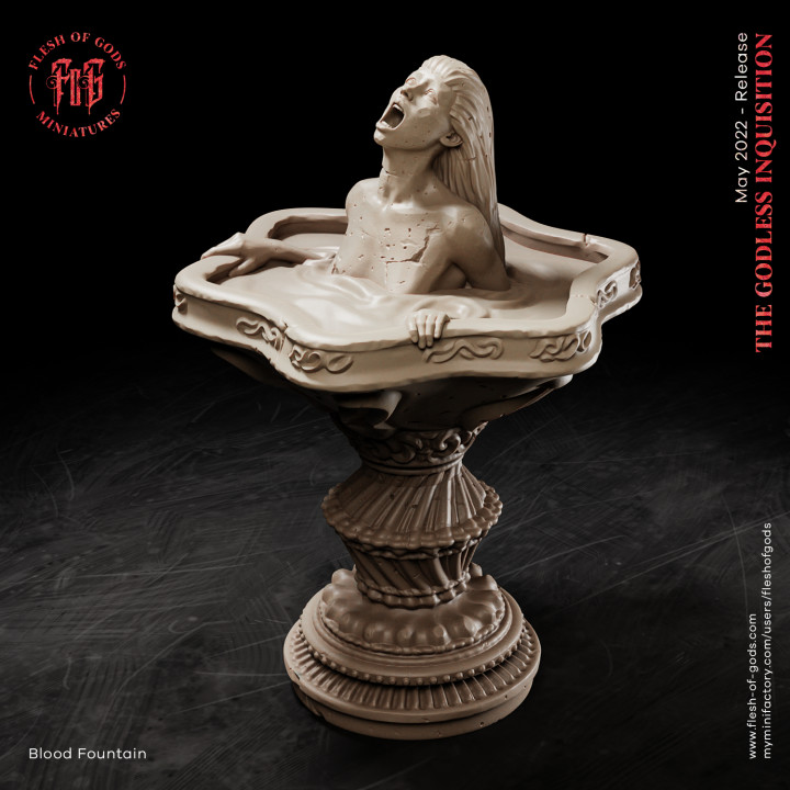 scenery - blood fountain flesh gods dark prop statue terrain woman creepy ornamented 3D print model - Mito3D