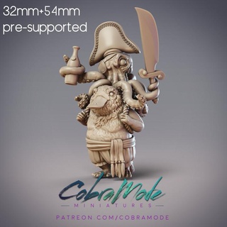 ushar boondaburra ornitorrinco pirata pulpo pre supported cobra sombrero lindo hembra espada mujer soportado capa 3d print model - Mito3D