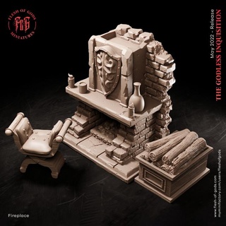 paysage cheminée chair dieux chaise fantaisie maison soutenir rpg bouclier terrain bois Feu accessoires dnd 3d print model - Mito3D