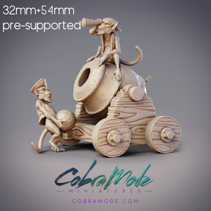 monkey mortar powder monkeys pre-supported cobramode Store cannon artillery supported cannonballs 3D print model - Mito3D