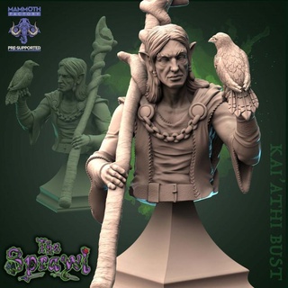 ka'athi archdruid - bust mammoth factory elf wizard staff druid 3d print model - Mito3D
