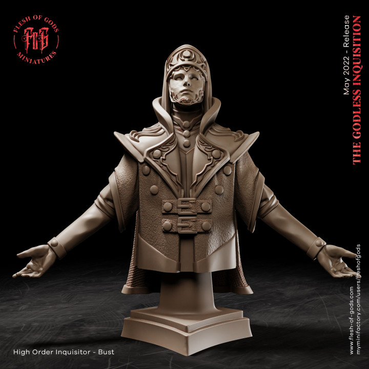 high order inquisitor - bust flesh gods fantasy human rpg wizard male religious cult mage dnd cultist sorcerer masked fleshofgods 3D print model - Mito3D
