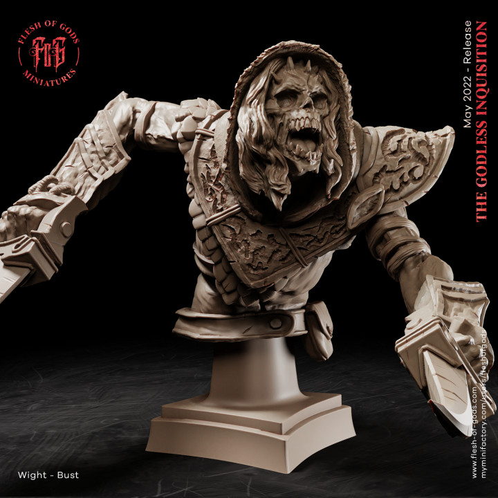 wight - bust flesh gods creature fantasy monster rpg skeleton undead zombie dnd fleshofgods 3D print model - Mito3D