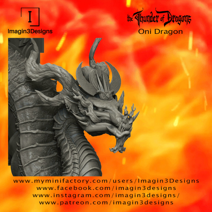 oni dragon imagin3designs demon bust detailed fantasy fdm japanese painting multipart asian thethunderofdragons 1 10thscale 3D print model - Mito3D