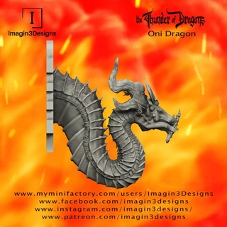 pre supported oni Drago imagin3designs demone fallimento creatura dettagliata fantasia giapponese pittura resina multipart asiatico tuono dei draghi 3d print model - Mito3D