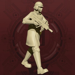corp security trooper - moving pose studio sol union 40k corporate japanese roman soldier warrior shooter military scifi cyberpunk infantry infinity agent gunner starfinder androgynous militia 3d print model - Mito3D